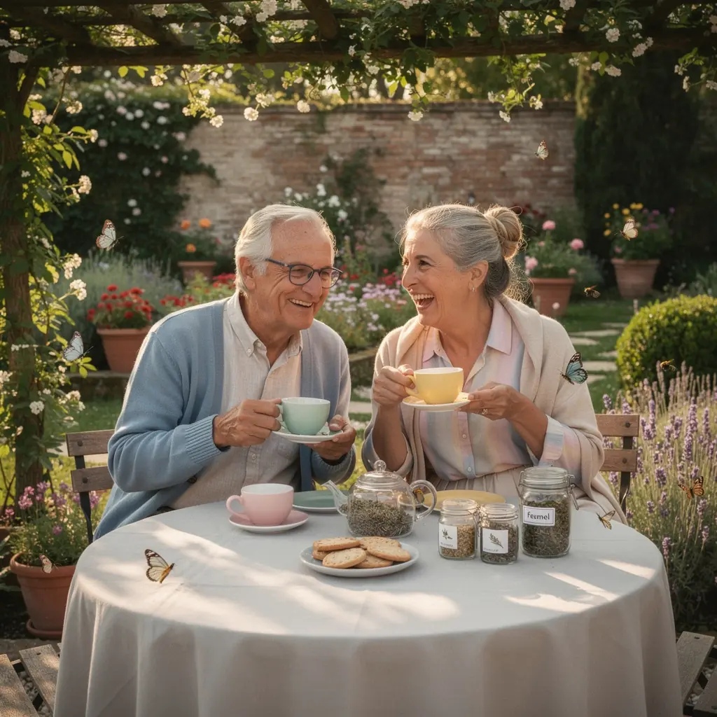Foglie di tè essiccate disposte su un tavolo di legno.