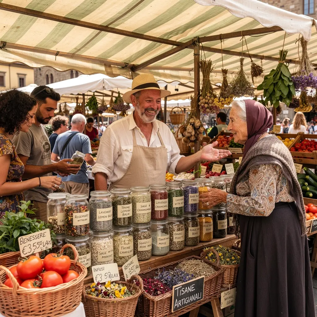 Una teiera in ceramica con un tè colorato pronto per essere servito.